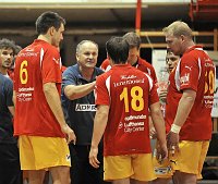 13.09.2008<br>UHK Krems - HC Hard/30:26<br>Spielerbesprechung, Auszeit