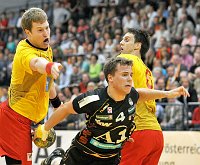 24.04.2010<br>UHK Krems - Bregenz/31:25 (21:13)<br>VIZVARY Kristof, FRUEHSTUECK Lukas, BELAS Ivica<br>