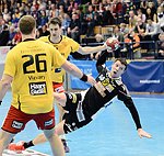 09.02.2013, Krems, Handball, Handball Liga Austria, HLA, MPO, UHK Krems - Fivers WAT Margareten,<br>VIZVARY Kristof, BELAS Ivica, KIRVELIAVICIUS Romas<br><br>Copyright DIENER / Zierlinger Karl<br>Marktgasse 3-7 / 4 / 5 / 21<br>A-1090 Wien<br>Telefax +43 1 955 32 35<br>Mobil +43 676 629 98 51<br>BA-CA<br>Bank Nr. 12000<br>Account Nr. 00712 223 783<br>e-mail: agentur@diener.at<br>Datenbank: www.diener.at