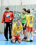 26.10.2012, Krems, Handball, Handball Liga Austria, HLA, GD, UHK Krems - Fivers WAT Margareten,<br>SHEJBAL Mihal, CHALUPA Georg, STAUDINGER Florian, SCHOPF Tobias<br><br>Copyright DIENER / Zierlinger Karl<br>Marktgasse 3-7 / 4 / 5 / 21<br>A-1090 Wien<br>Telefax +43 1 955 32 35<br>Mobil +43 676 629 98 51<br>BA-CA<br>Bank Nr. 12000<br>Account Nr. 00712 223 783<br>e-mail: agentur@diener.at<br>Datenbank: www.diener.at