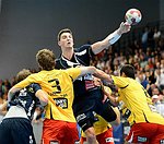 05.09.2012, Krems, Handball, Handball Liga Austria, <br>HLA, GD, UHK Krems - HIT Tirol,<br>WALTER Christoph, BABARSKAS Gerdas, HERMANN Alexander, BOZSO Andras<br><br><br>Copyright DIENER / Zierlinger Karl<br>Marktgasse 3-7 / 4 / 5 / 21<br>A-1090 Wien<br>Telefax +43 1 955 32 35<br>Mobil +43 676 629 98 51<br>BA-CA<br>Bank Nr. 12000<br>Account Nr. 00712 223 783<br>e-mail: agentur@diener.at<br>Datenbank: www.diener.at