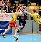 02.02.2013, Krems, Handball, OEHB Cup Viertelfinale, <br>UHK Krems, HITTirol,<br>SCHOPF Tobias, HERMANN Maximilian, VIZVARY Kristof<br><br><br><br>Copyright DIENER / Zierlinger Karl<br>Marktgasse 3-7 / 4 / 5 / 21<br>A-1090 Wien<br>Telefax +43 1 955 32 35<br>Mobil +43 676 629 98 51<br>BA-CA<br>Bank Nr. 12000<br>Account Nr. 00712 223 783<br>e-mail: agentur@diener.at<br>Datenbank: www.diener.at