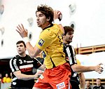 13.10.2012, Krems, Handball, Handball Liga Austria, HLA, GD, UHK Krems, ULZ Schwaz, <br>HOFLEHNER Julius, SCHOPF Tobias, SVOBODA Christoph<br><br><br>Copyright DIENER / Zierlinger Karl<br>Marktgasse 3-7 / 4 / 5 / 21<br>A-1090 Wien<br>Telefax +43 1 955 32 35<br>Mobil +43 676 629 98 51<br>BA-CA<br>Bank Nr. 12000<br>Account Nr. 00712 223 783<br>e-mail: agentur@diener.at<br>Datenbank: www.diener.at
