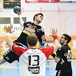 16.05.2016, Krems, Handball, Handball Liga Austria, HLA, HF, UHK Krems, WAT Margareten,<br>WALZER Guenther, BILYK Nikola, JONAS Herbert<br><br><br><br>Copyright DIENER / Zierlinger<br>Marktgasse 3-7 / 4 / 5 / 21<br>A-1090 Wien<br>Telefax +43 1 955 32 35<br>Mobil +43 676 629 98 51<br>BA-CA<br>Bank Nr. 12000<br>Account Nr. 00712 223 783<br>e-mail: agentur@diener.at<br>Datenbank: www.diener.at