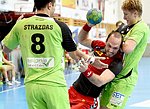 23.10.2015, Krems, Handball, Handball Liga Austria, HLA, GD, UHK Krems, SG Westwien,<br>STRAZDAS Augustas, SURAC Domagoj, JELINEK Wilhelm<br><br><br><br>Copyright DIENER / Zierlinger Karl<br>Marktgasse 3-7 / 4 / 5 / 21<br>A-1090 Wien<br>Telefax +43 1 955 32 35<br>Mobil +43 676 629 98 51<br>BA-CA<br>Bank Nr. 12000<br>Account Nr. 00712 223 783<br>e-mail: agentur@diener.at<br>Datenbank: www.diener.at