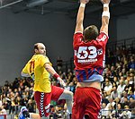 26.09.2015, Krems, Handball, Handball Liga Austria, HLA, GD, UHK Krems, WAT Margareten,<br>MITKOV Vlatko, BYLIK Nikola<br><br><br><br>Copyright DIENER / Zierlinger<br>Marktgasse 3-7 / 4 / 5 / 21<br>A-1090 Wien<br>Telefax +43 1 955 32 35<br>Mobil +43 676 629 98 51<br>BA-CA<br>Bank Nr. 12000<br>Account Nr. 00712 223 783<br>e-mail: agentur@diener.at<br>Datenbank: www.diener.at