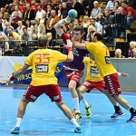 26.09.2015, Krems, Handball, Handball Liga Austria, HLA, GD, UHK Krems, WAT Margareten,<br>SURAC Domagoj, BYLIK Nikola, MITKOV Vlatko<br><br><br><br>Copyright DIENER / Zierlinger<br>Marktgasse 3-7 / 4 / 5 / 21<br>A-1090 Wien<br>Telefax +43 1 955 32 35<br>Mobil +43 676 629 98 51<br>BA-CA<br>Bank Nr. 12000<br>Account Nr. 00712 223 783<br>e-mail: agentur@diener.at<br>Datenbank: www.diener.at