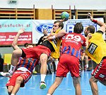 26.09.2015, Krems, Handball, Handball Liga Austria, HLA, GD, UHK Krems, WAT Margareten,<br>NIKOLIC Mathias, FEICHTINGER Sebastian, KOLAR Markus, SURAC Domagoj<br><br><br><br>Copyright DIENER / Zierlinger<br>Marktgasse 3-7 / 4 / 5 / 21<br>A-1090 Wien<br>Telefax +43 1 955 32 35<br>Mobil +43 676 629 98 51<br>BA-CA<br>Bank Nr. 12000<br>Account Nr. 00712 223 783<br>e-mail: agentur@diener.at<br>Datenbank: www.diener.at