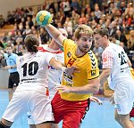 04.10.2016, Krems, Handball, Handball Liga Austria, HLA, GD, UHK Krems, HC Hard,<br>WUESTNER Frederic, SURAC Domagoj, POSCH Fabian, HERBURGER Lukas<br><br><br>Copyright / www. sportfotos. at<br>Missongasse 21<br>A - 3500 Krems<br>zierlinger@sportfotos.at<br>www.sportfotos.at<br>Kremser Bank <br>BIC SPKDAT21XXX<br>IBAN AT392022800704000918