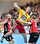 15.10.2016, Krems, Handball, Handball Liga Austria, HLA, GD, UHK Krems,  HT Schwaz,<br>PRAKAPENIA Anton, TOMANN Aron, KANDOLF Thomas<br><br><br>Copyright / www. sportfotos. at<br>Missongasse 21<br>A - 3500 Krems<br>zierlinger@sportfotos.at<br>www.sportfotos.at<br>Kremser Bank <br>BIC SPKDAT21XXX<br>IBAN AT392022800704000918