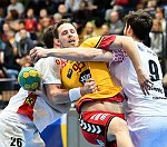 07.04.2017, Krems, Handball, Handball Liga Austria, HLA, OPO, UHK Krems, HC Hard,<br>HERBURGER Lukas, SIMEK Marko, ZIVKOVIC Boris<br><br><br><br>Copyright DIENER / Zierlinger Karl<br>Marktgasse 3-7 / 4 / 5 / 21<br>A-1090 Wien<br>Telefax +43 1 955 32 35<br>Mobil +43 676 629 98 51<br>BA-CA<br>Bank Nr. 12000<br>Account Nr. 00712 223 783<br>e-mail: agentur@diener.at<br>Datenbank: www.diener.at