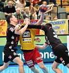 05.05.2018, Krems, Handball, Handball Liga Austria, HLA, 3.VF, UHK Krems,  HT Schwaz,<br>WANITSCHEK Alexander, PROKOP Gunnar, MISKOVEC Michael<br><br><br>Copyright / www. sportfotos. at<br>Missongasse 21<br>A - 3500 Krems<br>zierlinger@sportfotos.at<br>www.sportfotos.at<br>Kremser Bank <br>BIC SPKDAT21XXX<br>IBAN AT392022800704000918