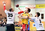 02.03.2018, Krems, Handball, Handball Liga Austria, HLA, BR, UHK Krems, HC Hard,<br>SURAC Domagoj, SIMEK Marko, ZIVKOVIC Boris<br><br><br>Copyright / www. sportfotos. at<br>Missongasse 21<br>A - 3500 Krems<br>zierlinger@sportfotos.at<br>www.sportfotos.at<br>Kremser Bank <br>BIC SPKDAT21XXX<br>IBAN AT392022800704000918