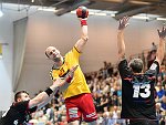 27.04.2018, Krems, Handball, Handball Liga Austria, HLA, BR, UHK Krems,  HT Schwaz,<br>LOCHNER Dario, MITKOV Vlatko, PYSHKIN Alexander<br><br><br>Copyright / www. sportfotos. at<br>Missongasse 21<br>A - 3500 Krems<br>zierlinger@sportfotos.at<br>www.sportfotos.at<br>Kremser Bank <br>BIC SPKDAT21XXX<br>IBAN AT392022800704000918