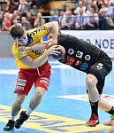 27.04.2018, Krems, Handball, Handball Liga Austria, HLA, BR, UHK Krems,  HT Schwaz,<br>JOCHMANN Jakob, LOCHNER Dario<br><br><br>Copyright / www. sportfotos. at<br>Missongasse 21<br>A - 3500 Krems<br>zierlinger@sportfotos.at<br>www.sportfotos.at<br>Kremser Bank <br>BIC SPKDAT21XXX<br>IBAN AT392022800704000918