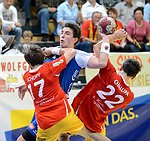 12.05.2012, Krems, Handball, Handball Liga Austria, <br>HLA, Halbfinalserie, Spiel 3, UHK Krems, HITTirol,<br>SCHOPF Tobias, HERMANN Maximilian, CHALUPA Georg<br><br><br><br>Copyright DIENER / Zierlinger Karl<br>Marktgasse 3-7 / 4 / 5 / 21<br>A-1090 Wien<br>Telefax +43 1 955 32 35<br>Mobil +43 676 629 98 51<br>BA-CA<br>Bank Nr. 12000<br>Account Nr. 00712 223 783<br>e-mail: agentur@diener.at<br>Datenbank: www.diener.at