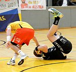 21.04.2012, Krems, Handball, Handball Liga Austria, <br>HLA, MPO, UHK Krems, Bregenz,<br>VISY Norbert, PODVRSIC Andraz<br><br><br>Copyright DIENER / Zierlinger Karl<br>Marktgasse 3-7 / 4 / 5 / 21<br>A-1090 Wien<br>Telefax +43 1 955 32 35<br>Mobil +43 676 629 98 51<br>BA-CA<br>Bank Nr. 12000<br>Account Nr. 00712 223 783<br>e-mail: agentur@diener.at<br>Datenbank: www.diener.at