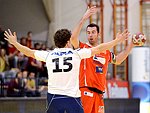 22.03.2012, Krems, Handball, Handball Liga Austria, HLA, MPO, UHK Krems, HC Hard,<br>WUESTNER Frederic, LAZAREVIC Uros<br><br><br>Copyright DIENER / Zierlinger Karl<br>Marktgasse 3-7 / 4 / 5 / 21<br>A-1090 Wien<br>Telefax +43 1 955 32 35<br>Mobil +43 676 629 98 51<br>BA-CA<br>Bank Nr. 12000<br>Account Nr. 00712 223 783<br>e-mail: agentur@diener.at<br>Datenbank: www.diener.at