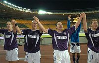 17.09.2002<br>Austria - Donezk/5:1 (3:1)<br>Dospel, Dheedene, Gilewicz, Janocko<br>Jubel vor der Fantrib�ne