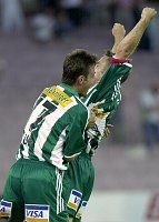 16.07.2003<br>Rapid - Pasching/4:2(2:0)<br>WAGNER Rene, HOFMANN Steffen freuen sich �ber das 3:0<br>52. Minute
