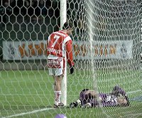 20.11.2004<br>Austria - GAK/0:0<br>PAPAC Sasa (Austria) verletzt im Netz<br>STANDFEST Joachim (GAK) bedauert<br>79. Minute