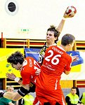 24.11.2011, Krems, Handball, Handball Liga Austria, HLA, UHK Krems, Fivers WAT Margareten, <br>SCHOPF Tobias, LAGGNER Florian Martin, VIZVARY Kristof<br><br><br>Copyright DIENER / Zierlinger Karl<br>Marktgasse 3-7 / 4 / 5 / 21<br>A-1090 Wien<br>Telefax +43 1 955 32 35<br>Mobil +43 676 629 98 51<br>BA-CA<br>Bank Nr. 12000<br>Account Nr. 00712 223 783<br>e-mail: agentur@diener.at<br>Datenbank: www.diener.at