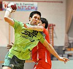 25.01.2012, Krems, Handball, Testspiel, UHK Krems, SG Westwien<br>STRAZDAS Augustas, BELAS Ivica<br><br><br>Copyright DIENER / Zierlinger Karl<br>Marktgasse 3-7 / 4 / 5 / 21<br>A-1090 Wien<br>Telefax +43 1 955 32 35<br>Mobil +43 676 629 98 51<br>BA-CA<br>Bank Nr. 12000<br>Account Nr. 00712 223 783<br>e-mail: agentur@diener.at<br>Datenbank: www.diener.at